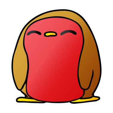 Degrade çizgi film sevimli kawaii kırmızı robin 