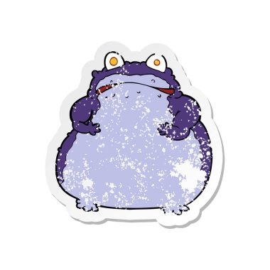 bir çizgi film şişman kurbağa Retro sıkıntılı etiket