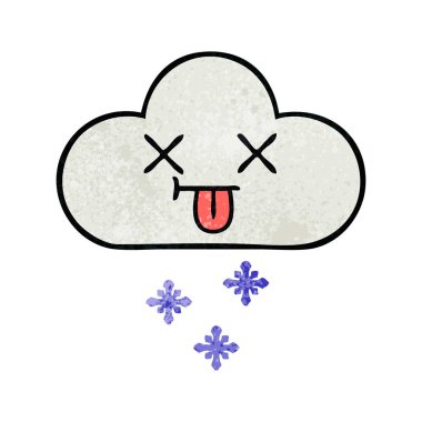 Retro grunge doku karikatür bir kar bulut