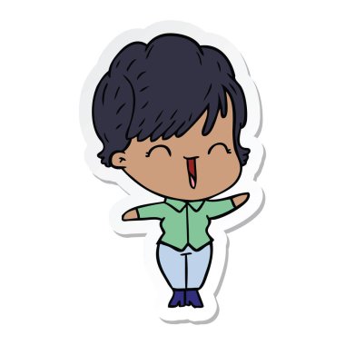 etiket bir karikatür komik kadın