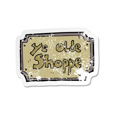 çizgi film eski sahte shop kayıt Retro sıkıntılı etiket