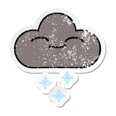sevimli çizgi mutlu kar bulut sıkıntılı etiket
