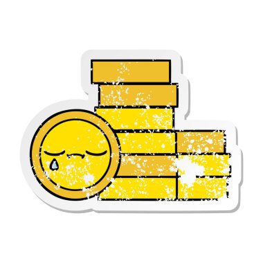 sevimli çizgi sıkıntılı etiket paralar