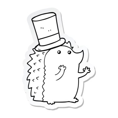 bir çizgi film kirpi şapka etiket