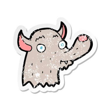 Retro sıkıntılı etiket bir karikatür mutlu kurt