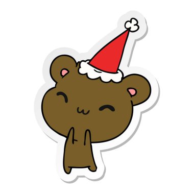 elle çizilmiş Noel etiket karikatür kawaii ayı