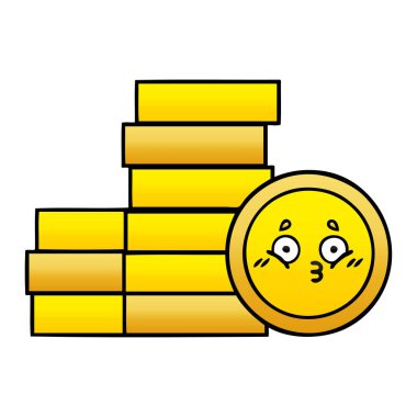 Degrade gölgeli karikatür bir sikke