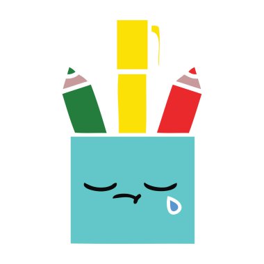 düz renk retro karikatür kalem pot