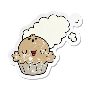 sevimli çizgi pastası sıkıntılı etiket