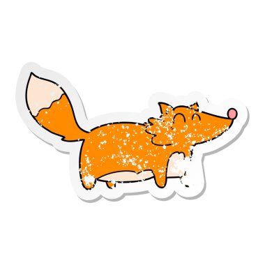 şişman karikatür tilki sıkıntılı etiket