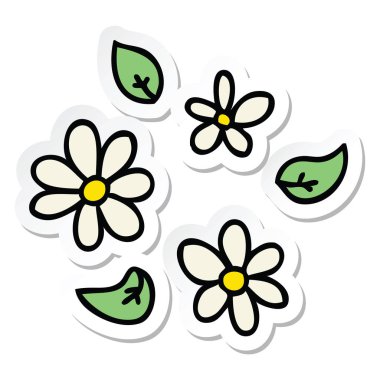 ilginç bir el etiket karikatür çiçek çizilmiş