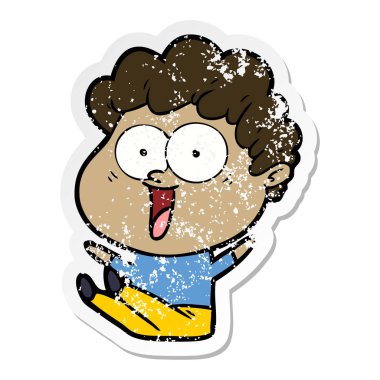 karikatür mutlu bir adamın sıkıntılı etiket