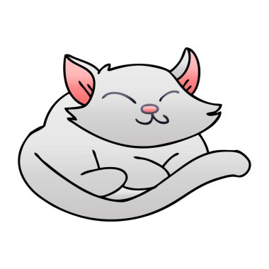 ilginç degrade gölgeli karikatür kedi