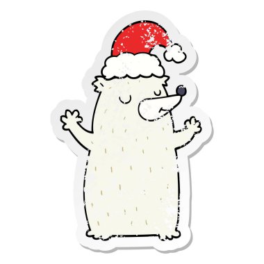 sevimli çizgi Noel ayı sıkıntılı etiket