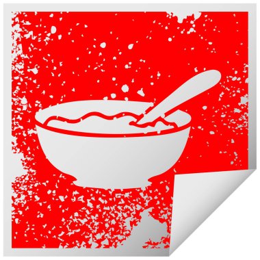 ilginç sıkıntılı kare peeling etiket sembolü kase yulaf lapası