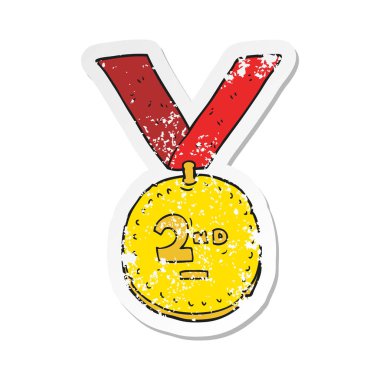 bir karikatür Retro sıkıntılı etiket madalya spor