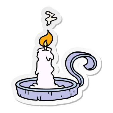 elle çizilmiş etiket karikatür doodle Mumluk ve mum yaktı