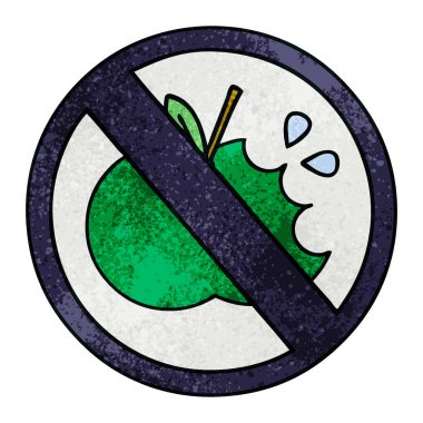 Retro grunge doku karikatür bir yeme hiçbir işaret