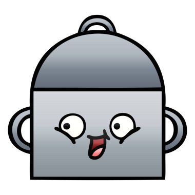 bir tencereye degrade gölgeli karikatür