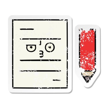 sevimli çizgi test kağıt sıkıntılı etiket