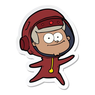 mutlu astronot çizgi film etiketi