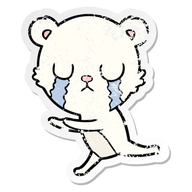 ağlayan bir kutup ayısı karikatür sıkıntılı etiket