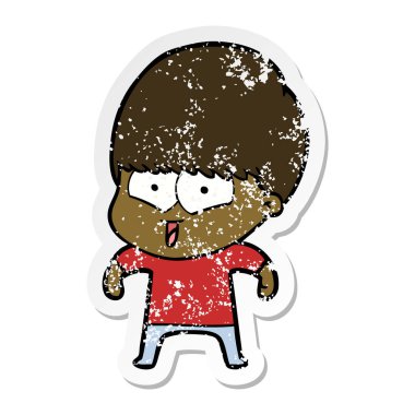 sıkıntılı etiket bir karikatür mutlu çocuk