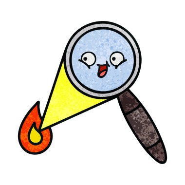 Retro grunge doku karikatür bir büyüteç