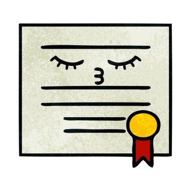 Retro grunge doku karikatür Mezuniyet Diploması