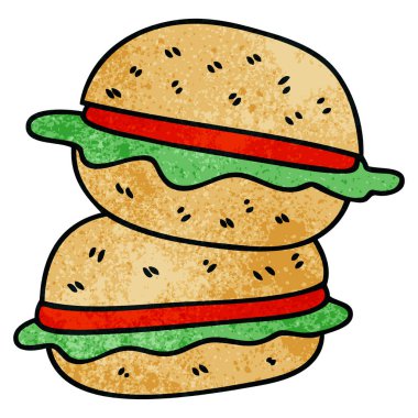 ilginç karikatür veggie burger el çekilmiş