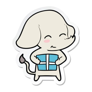 etiket hediye ile sevimli çizgi fil