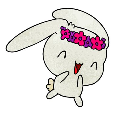 dokulu karikatür kawaii şirin tüylü tavşan