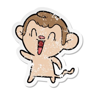 bir karikatür komik maymun sıkıntılı etiket