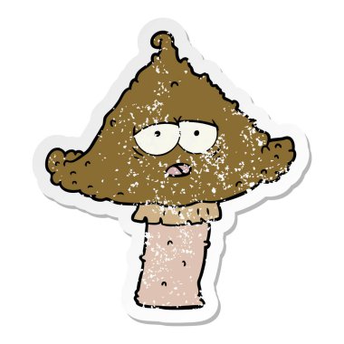 yüzü olan bir çizgi film mantar sıkıntılı etiket