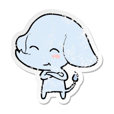 sevimli çizgi fil sıkıntılı etiket