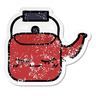 sevimli çizgi Kettle sıkıntılı etiket