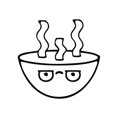 Çizim karikatür tas sıcak çorba