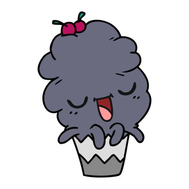 kawaii ahtapot kek serbest çizilmiş karikatür