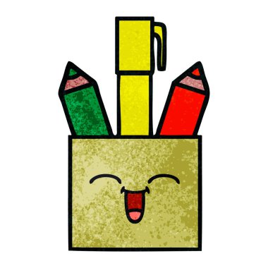 Retro grunge doku karikatür kalem pot