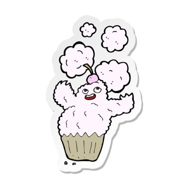 etiket bir karikatür cupcake canavar