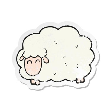 bir çizgi film koyun Retro sıkıntılı etiket