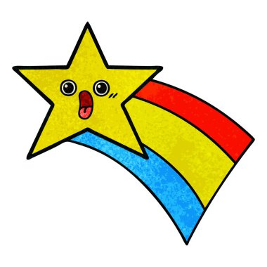 Retro grunge doku çizgi film çekim rainbow yıldız