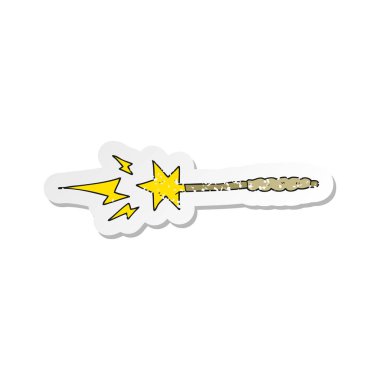 bir çizgi film sihirli değnek Retro sıkıntılı etiket