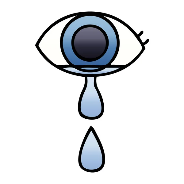 Gradient shaded cartoon crying eye — Stock Vector