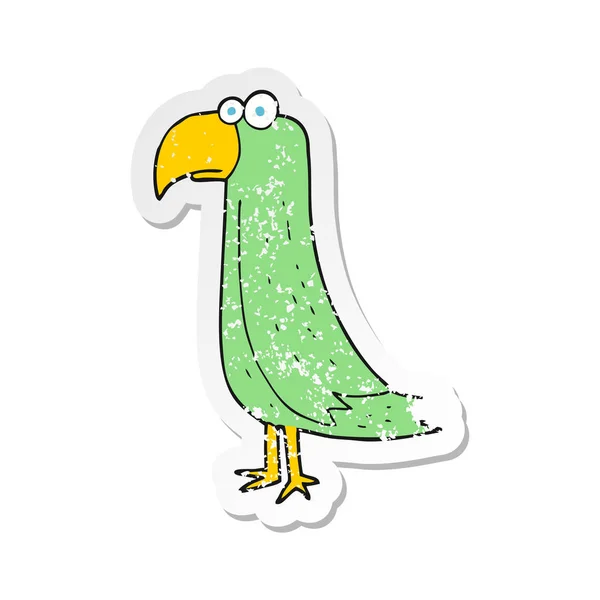Retro distressed nálepka kreslený papouška — Stockový vektor