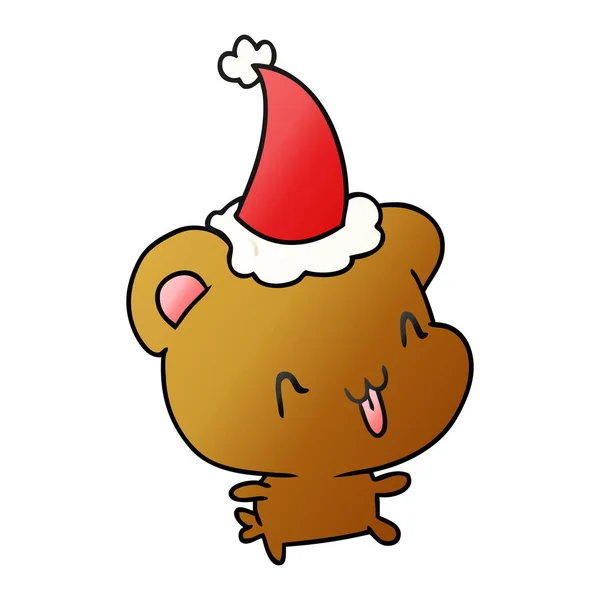 Natale gradiente cartone animato di orso kawaii — Vettoriale Stock