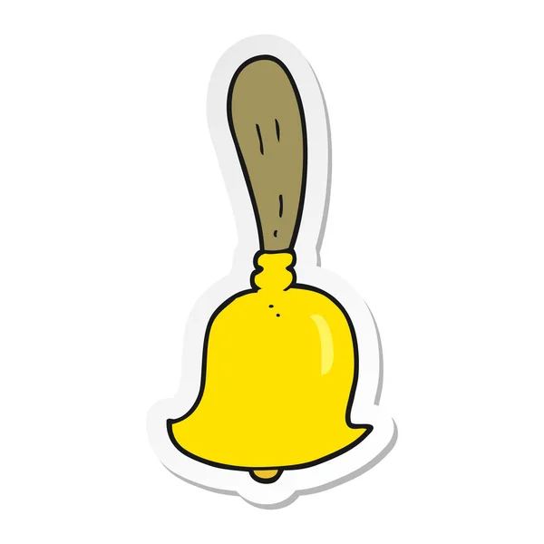 Sticker van een cartoon hand bell — Stockvector