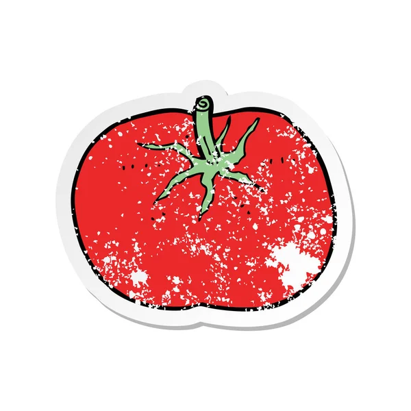 Etiqueta angustiada retro de um tomate de desenho animado — Vetor de Stock