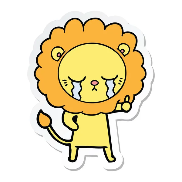 Adesivo di un leone cartone animato piangendo — Vettoriale Stock