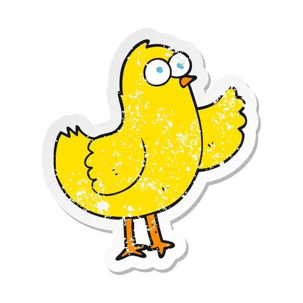 Pegatina Retro Angustiado Pájaro Dibujos Animados — Vector de stock